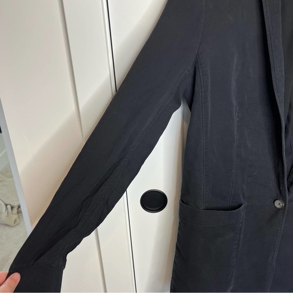 Helmut Lang Black Single Button Shoulder Pad Oversized Blazer Jacket Size 4 - Picture 3 of 7